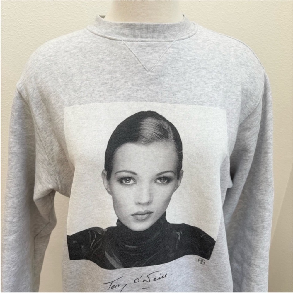Anine Bing Ramona Graphic Sweatshirt Designer Kate Moss Rare Black Gray Size Xs - Picture 5 of 11